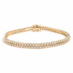14K Gold  1.15 ct Double Layered Tennis Bracelet
